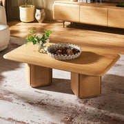 Dual Pedestal Oak Coffee Table