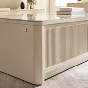 Fluted 2-Drawer Coffee Table with Stone Top — White