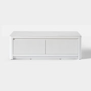 Fluted 2-Drawer Coffee Table with Stone Top — White
