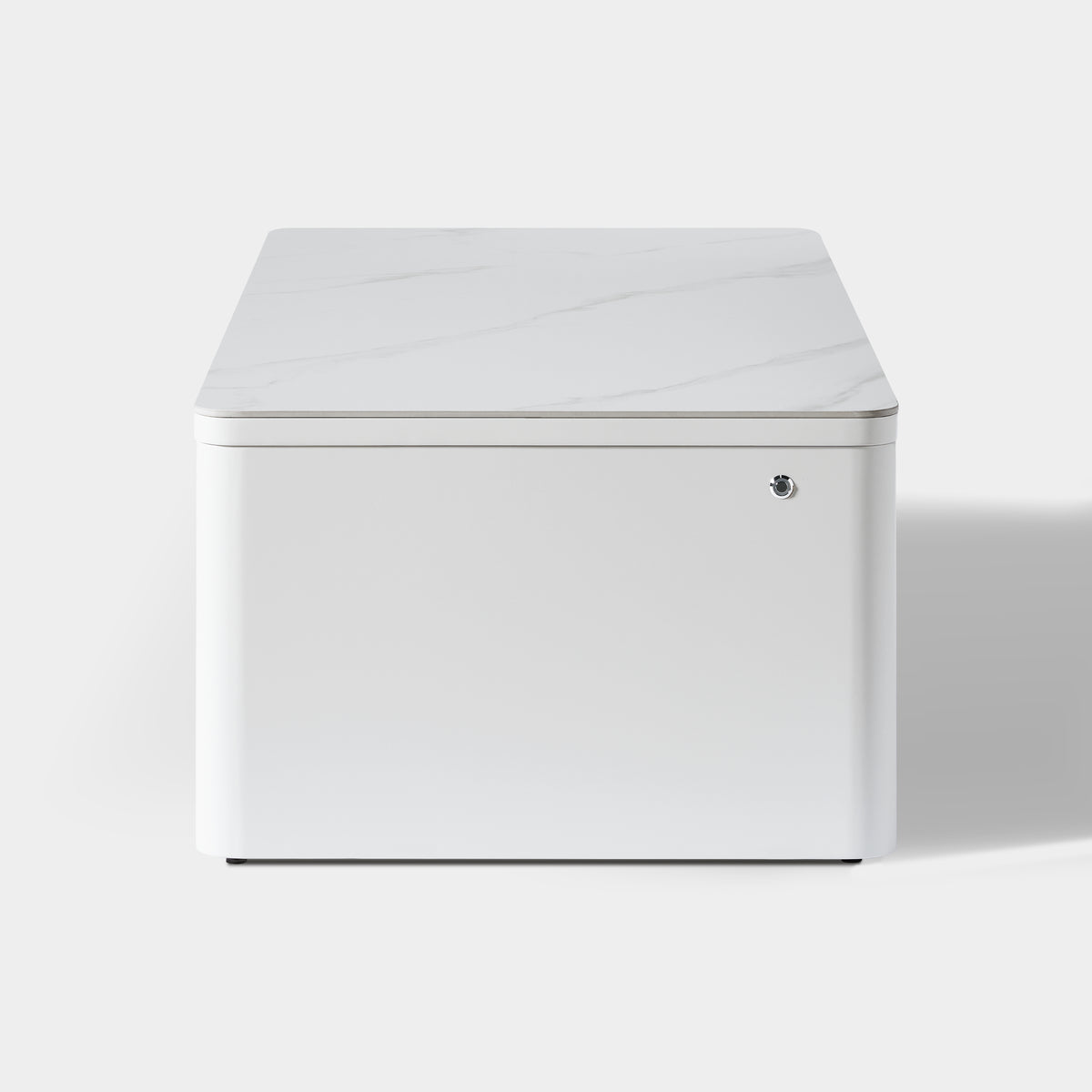 Fluted 2-Drawer Coffee Table with Stone Top — White