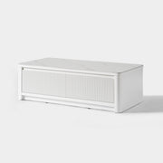Fluted 2-Drawer Coffee Table with Stone Top — White