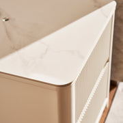 Fluted 2-Drawer Nightstand with Charging Port — White