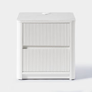 Fluted 2-Drawer Nightstand with Charging Port — White
