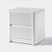 Fluted 2-Drawer Nightstand with Charging Port — White