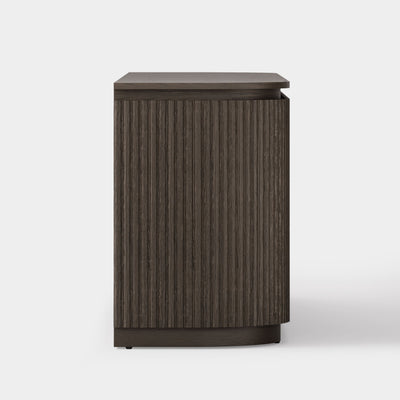 Fluted 4-Door Media Console — Dark Oak