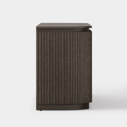 Fluted 4-Door Media Console — Dark Oak