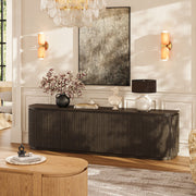 Fluted 4-Door Media Console — Dark Oak