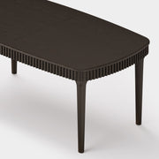 Oval Fluted Dining Table with Glass Top — Dark Espresso