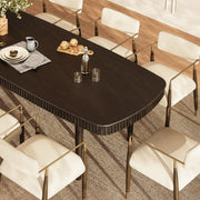 Oval Fluted Dining Table with Glass Top — Dark Espresso