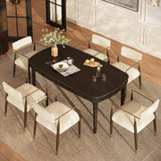 Oval Fluted Dining Table with Glass Top — Dark Espresso