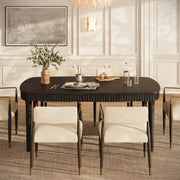 Oval Fluted Dining Table with Glass Top — Dark Espresso