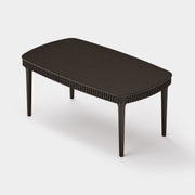 Oval Fluted Dining Table with Glass Top — Dark Espresso
