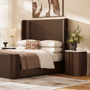 Reeded Postmodern Bed Frame — Cinder Oak