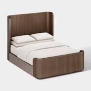 Reeded Postmodern Bed Frame — Cinder Oak