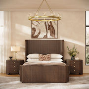 Reeded Postmodern Bed Frame — Cinder Oak