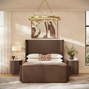 Reeded Postmodern Bed Frame — Cinder Oak