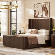 Reeded Postmodern Bed Frame — Cinder Oak