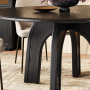 Round Pedestal Dining Table — Black Oak