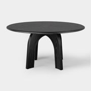 Round Pedestal Dining Table — Black Oak