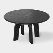 Round Pedestal Dining Table — Black Oak