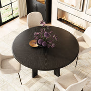Round Pedestal Dining Table — Black Oak