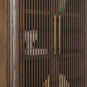 Tall Fluted 2-Door Storage Cabinet with Brass Handle — Dark Walnut