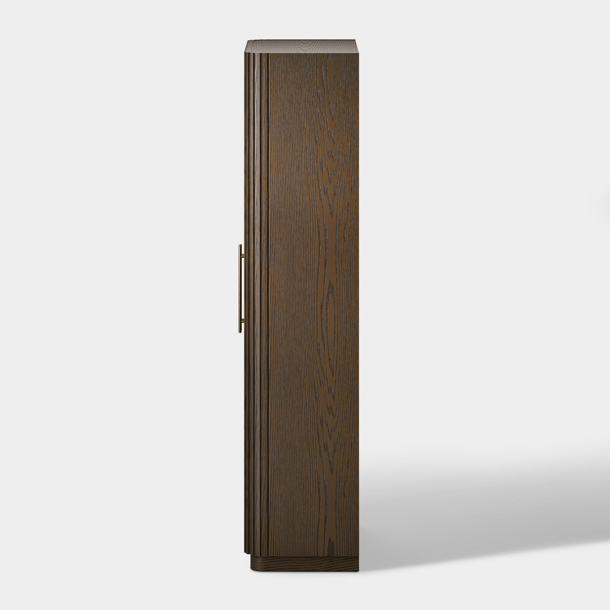 Tall Fluted 2-Door Storage Cabinet with Brass Handle — Dark Walnut