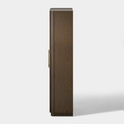 Tall Fluted 2-Door Storage Cabinet with Brass Handle — Dark Walnut