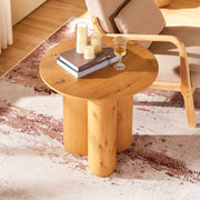 Triple Round Base Oak Side Table