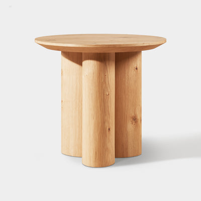 Triple Round Base Oak Side Table