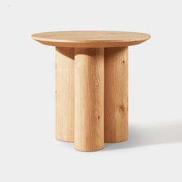 Triple Round Base Oak Side Table