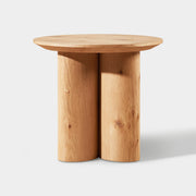 Triple Round Base Oak Side Table