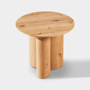 Triple Round Base Oak Side Table