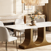U-Base Stone & Brass Dining Table