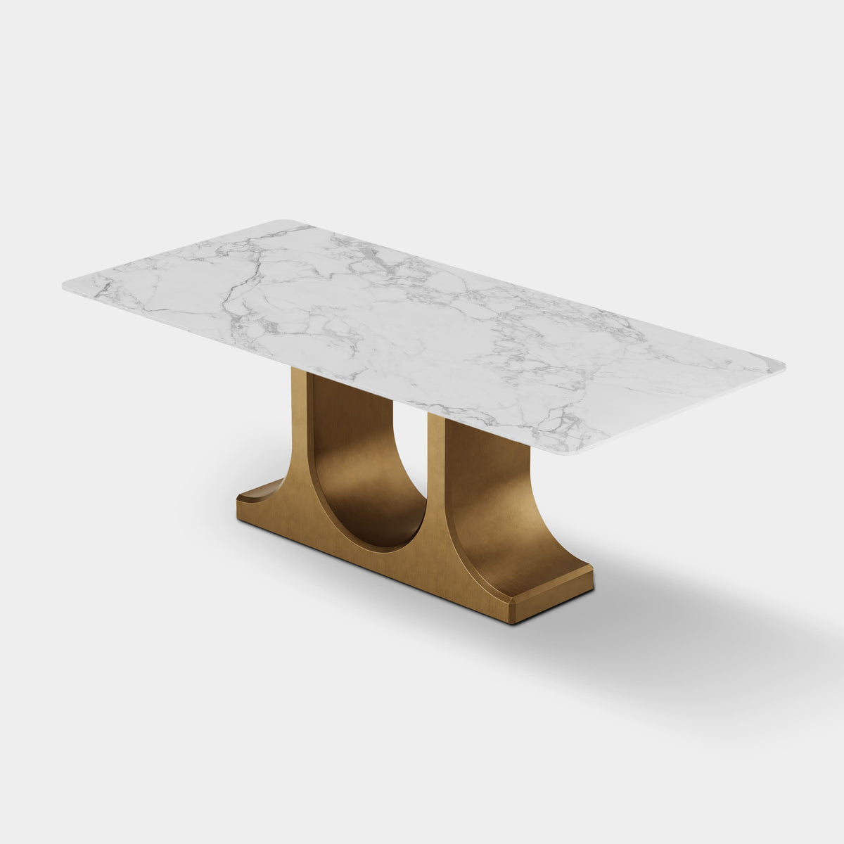 U-Base Stone & Brass Dining Table