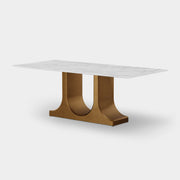 U-Base Stone & Brass Dining Table