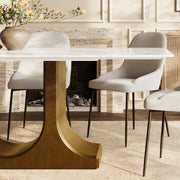 U-Base Stone & Brass Dining Table