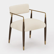 Upholstered Dining Armchair with Brass Accents — Cream