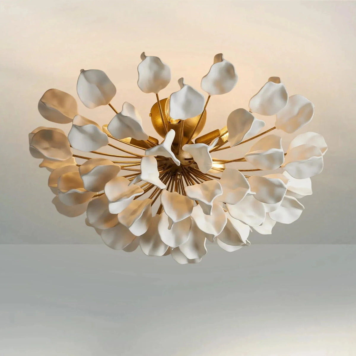 Lunaria Ceramic Leaves Flush Mount – 24″