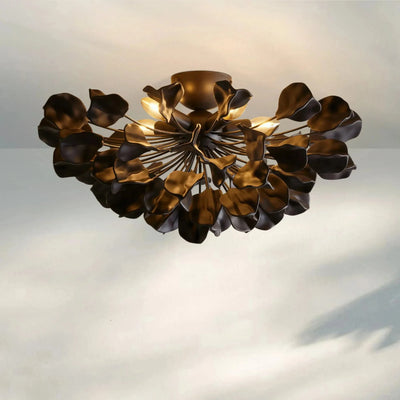 Lunaria Ceramic Leaves Flush Mount – 24″